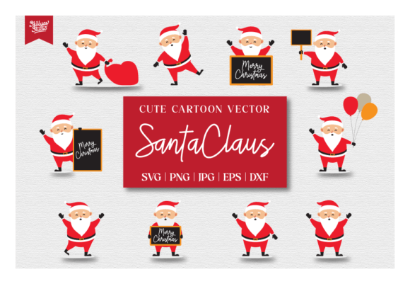 Cute Cartoon Santa Claus SVG for Print Templates