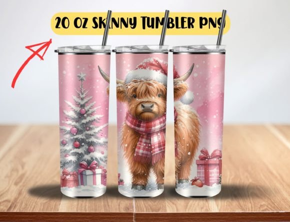 Highland Cow Tumbler PNG for Crafts