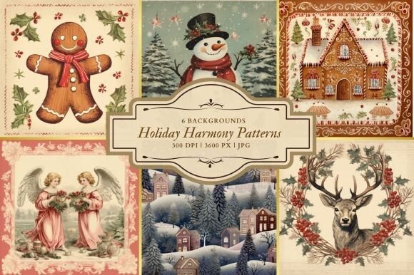 Holiday Harmony Patterns: Premium Backgrounds for Festive Branding