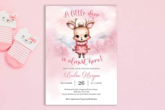 Little Pink Reindeer Baby Shower Invite: Print Templates Review
