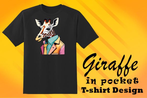 Pocket-Sized Giraffe Art for Stylish POD T-Shirt Designs