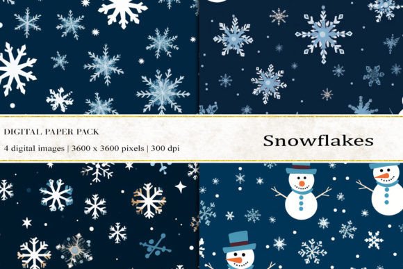 Snowflakes Digital Papers: Winter Patterns for Sellers