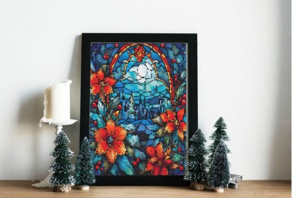 Stained Glass Poinsettia Cross Stitch Patterns