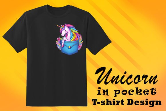 Unicorn in Pocket Design for T-Shirt Designs