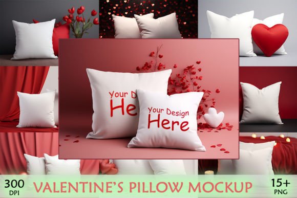 Valentine Pillow Mockup Bundle for Crafts