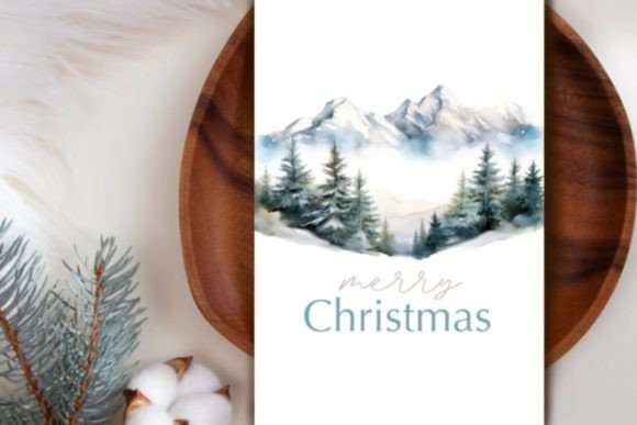 Watercolor Mountain Holiday Cards: Crafts & Branding